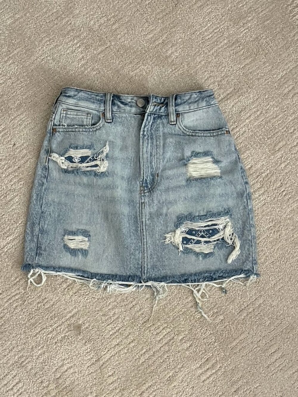 Pacsun Denim Skirt Blue Stonewash Distressed